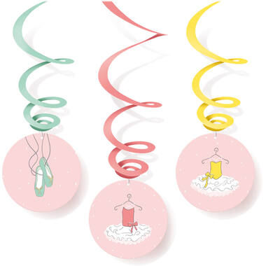 6 Swirl Decorations Little Dancer Foil / Paper 80 cm