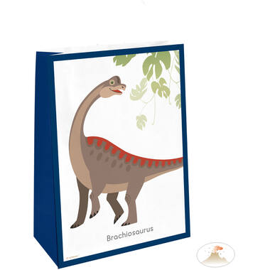 4 Paper Bags with Stickers Happy Dinosaur 14.7 x 21 cm