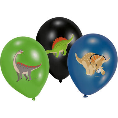 6 Latex Balloons Happy Dinosaur 27.5 cm / 11"