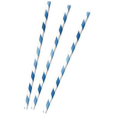 12 Drinking Straws Sky Blue Paper 19.7 cm