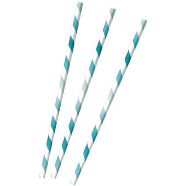12 Drinking Straws Aqua Glamor Paper 19.7 cm