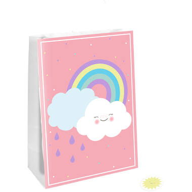 4 Paper Bags with Stickers Rainbow & Cloud 14.7 x 21 cm