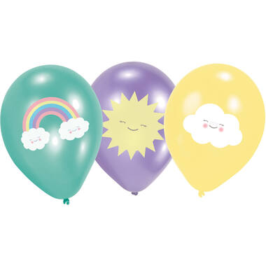 6 Latex Balloons Rainbow & Cloud 27.5 cm / 11"