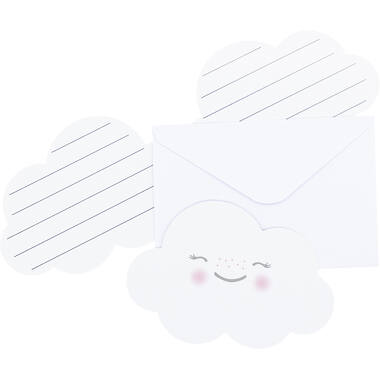 8 Invitations & Envelopes Rainbow & Cloud Paper 8.6 x 12.5 c