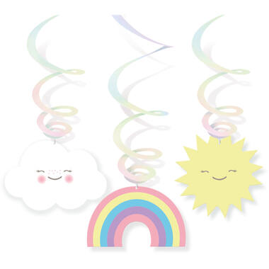 6 Swirl Decorations Rainbow & Cloud Foil 80 / Paper cm