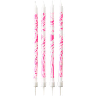 12 Candles Birthday Marbled Pink Height 12 cm