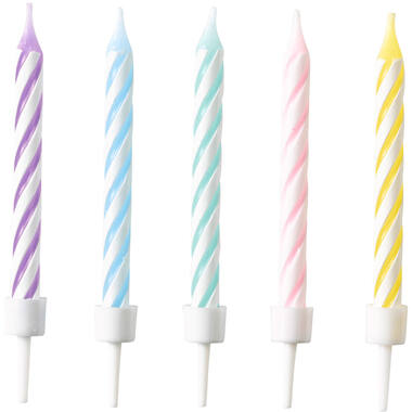 10 Spiral Candles Pastel Rainbow Height 6.3 cm