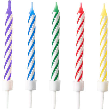 10 Spiral Candles Bright Rainbow Height 6.3 cm