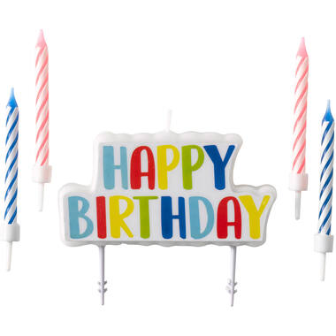 Set of Candles Happy Birthday 5 Pieces Height 6.5 / 6.3 cm