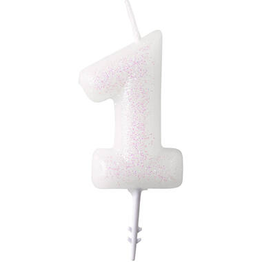 Numeral Candle 1 Glitter Height 6.5 cm