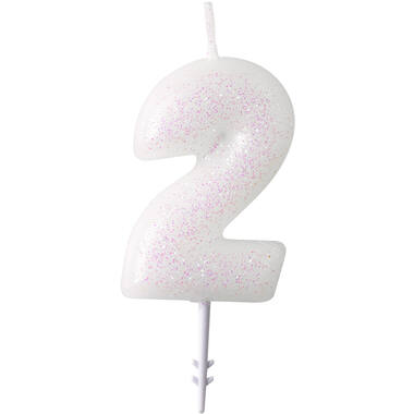 Numeral Candle 2 Glitter Height 6.5 cm
