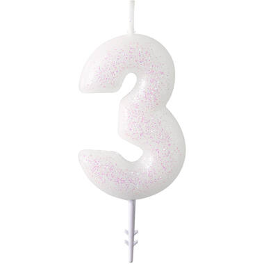 Numeral Candle 3 Glitter Height 6.5 cm