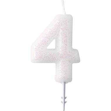 Numeral Candle 4 Glitter Height 6.5 cm