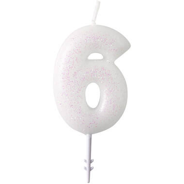 Numeral Candle 6 Glitter Height 6.5 cm