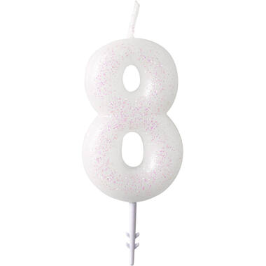 Numeral Candle 8 Glitter Height 6.5 cm