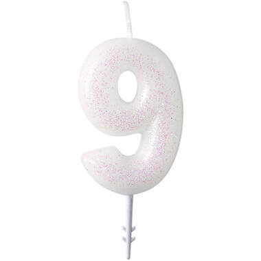 Numeral Candle 9 Glitter Height 6.5 cm