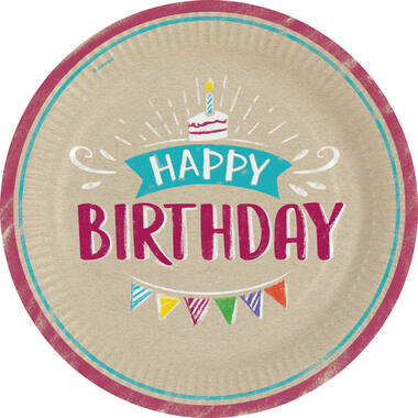 8 Plates My Birthday Party Round Papier 23 cm