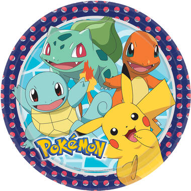 8 Plates Pokemon Round Paper 23 cm