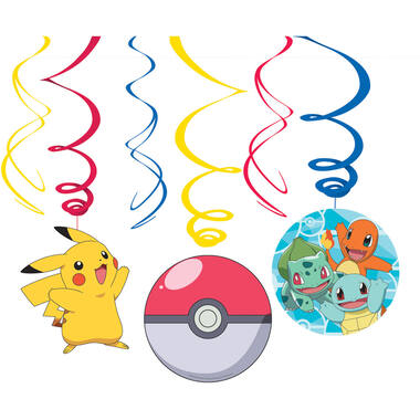 6 Swirl Decorations Pokemon Foil / Paper 61 cm