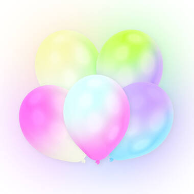 12 Latex Balloons LED White with Multi Coloured LED Lights 27.5 cm / 11"