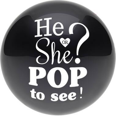 Latex Balloon Gender Reveal Black with 2 x Confetti Blue & Pink (10 g) 61 cm / 24"