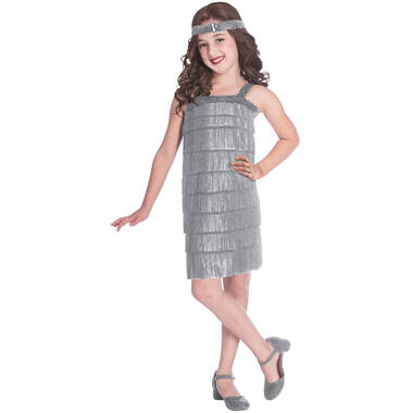 Children's Costume Silver Flapper Dress 10-12 yrs