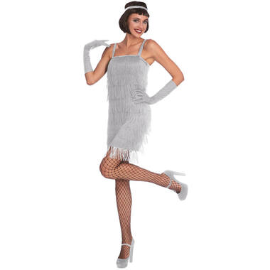 Adult Costume Silver Flapper Dress  Size S
