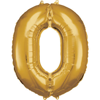 Large Number 0 Gold Foil Balloon N34 Packaged 86 cm x 70 cm