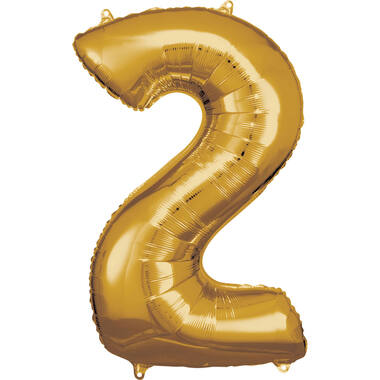 Large Number 2 Gold Foil Balloon N34 Packaged 92 cm x 57 cm