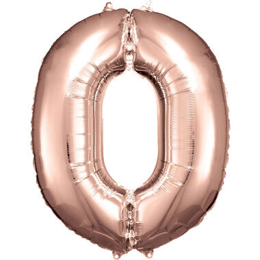 Large Number 0 Rose Gold Foil Balloon N34 Packaged 86 cm x 70 cm
