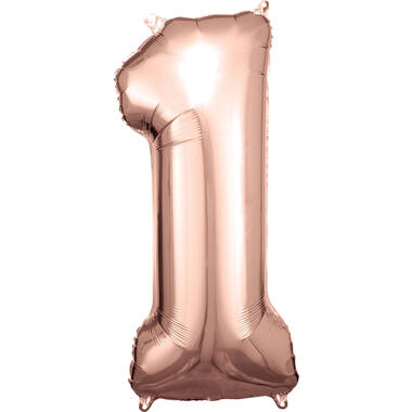 Large Number 1 Rose Gold Foil Balloon N34 Packaged 88 cm x 38 cm