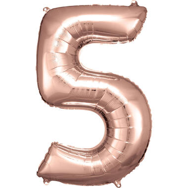 Large Number 5 Rose Gold Foil Balloon N34 Packaged 92 cm x 57 cm