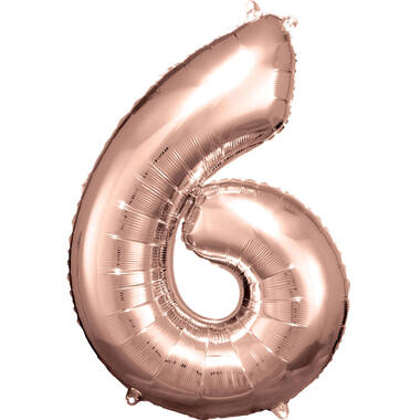 Large Number 6 Rose Gold Foil Balloon N34 Packaged 88 cm x 60 cm