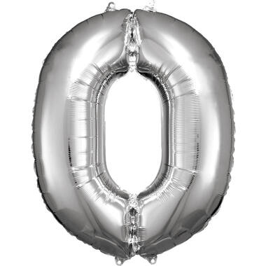Large Number 0 Silver Foil Balloon N34 Packaged 86 cm x 70 c