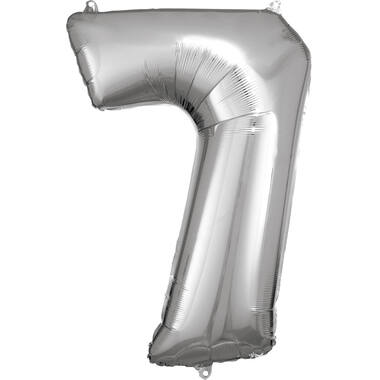 Large Number 7 Silver Foil Balloon N34 Packaged 84 cm x 57 c