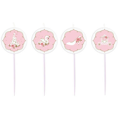4 Mini Character Candles Princess for a Day Height 7 cm