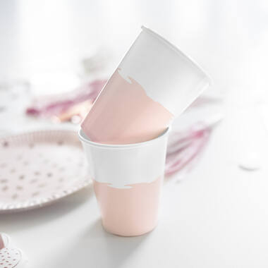 8 Cups Rose Gold Birthday Paper 250 ml