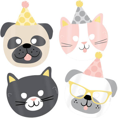 8 Masks Hello Pets Paper 16.7 x 23.2 cm