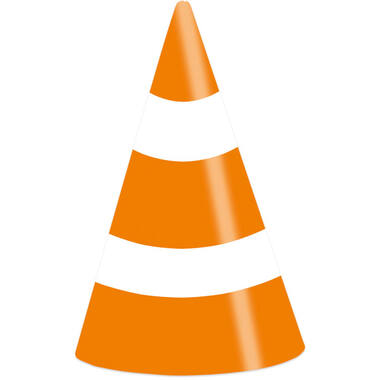 8 Party Cone Hats On the Road Paper Height 16 cm