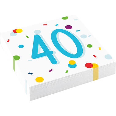 20 Napkins Confetti Birthday 40 33 x 33 cm