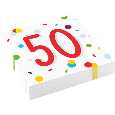 20 Napkins Confetti Birthday 50 33 x 33 cm