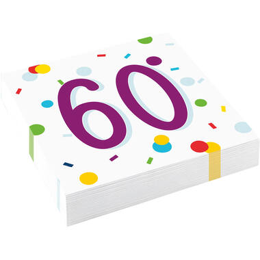 20 Napkins Confetti Birthday 60 33 x 33 cm