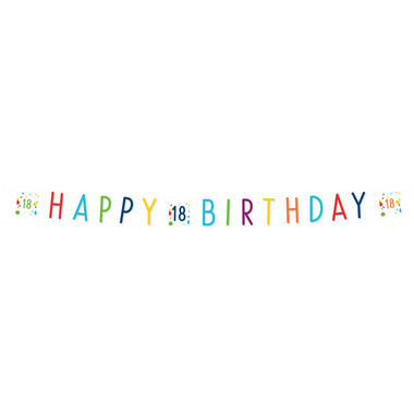 Letter Banner Confetti Birthday 18 Paper 180 x 13,8 cm