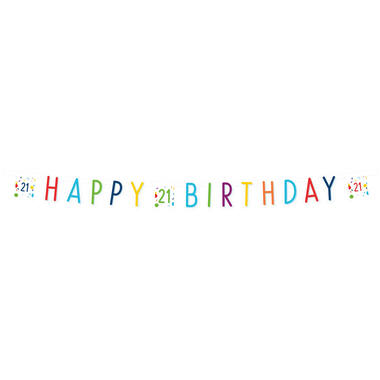 Letter Banner Confetti Birthday 21 Paper 180 x 13,8 cm