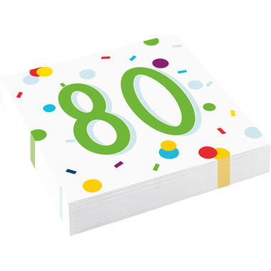 20 Napkins Confetti Birthday 80 33 x 33 cm