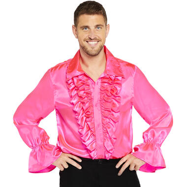 Adult Costume Satin Shirt Pink Size std