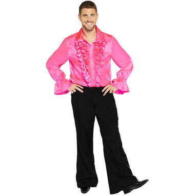 Adult Costume Satin Shirt Pink Size XL