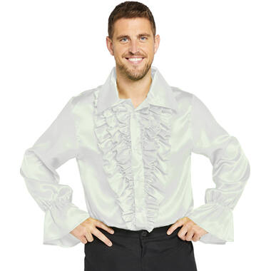 Adult Costume Satin Shirt White Size Large