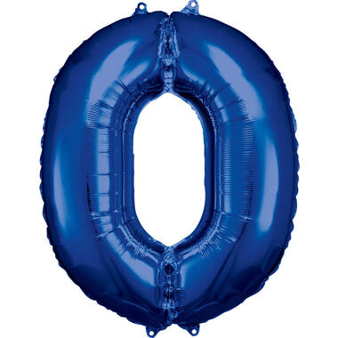 Large Number 0 Blue Foil Balloon N34 Packaged 86 cm x 70 cm