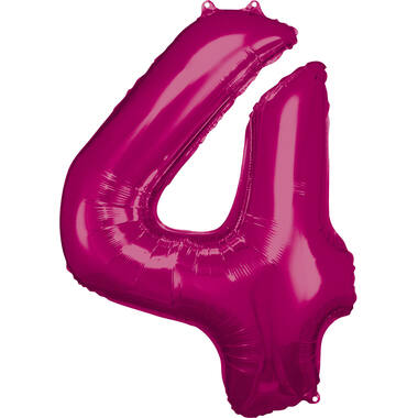 Large Number 4 Pink Foil Balloon N34 Packaged 93 cm x 65 cm